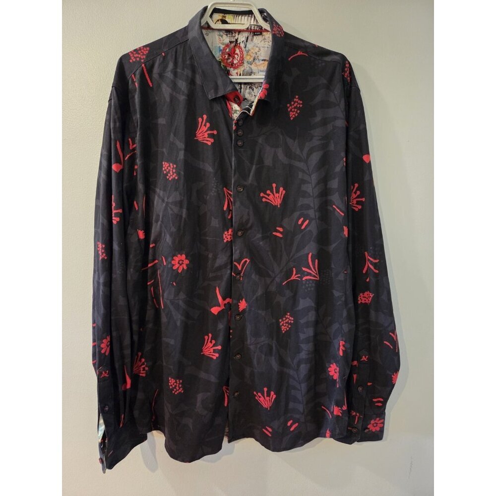 Au Noir Long Sleeves Men Shirt Size 6 Black And Red Pre-Owned